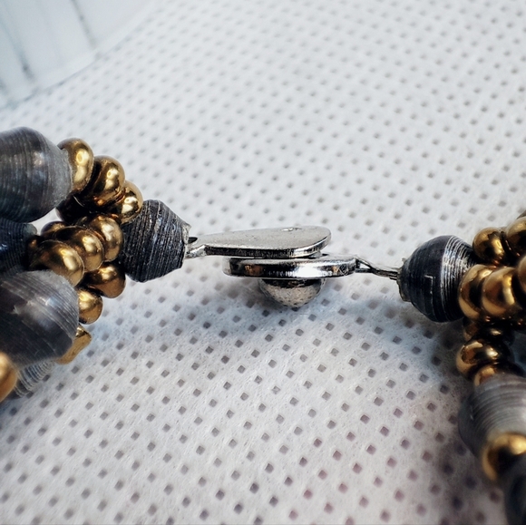 Teng Yue Vintage Paper Wrapped Bead Beads Beaded Twisted Charcoal Bracelet EUC - Picture 9 of 11